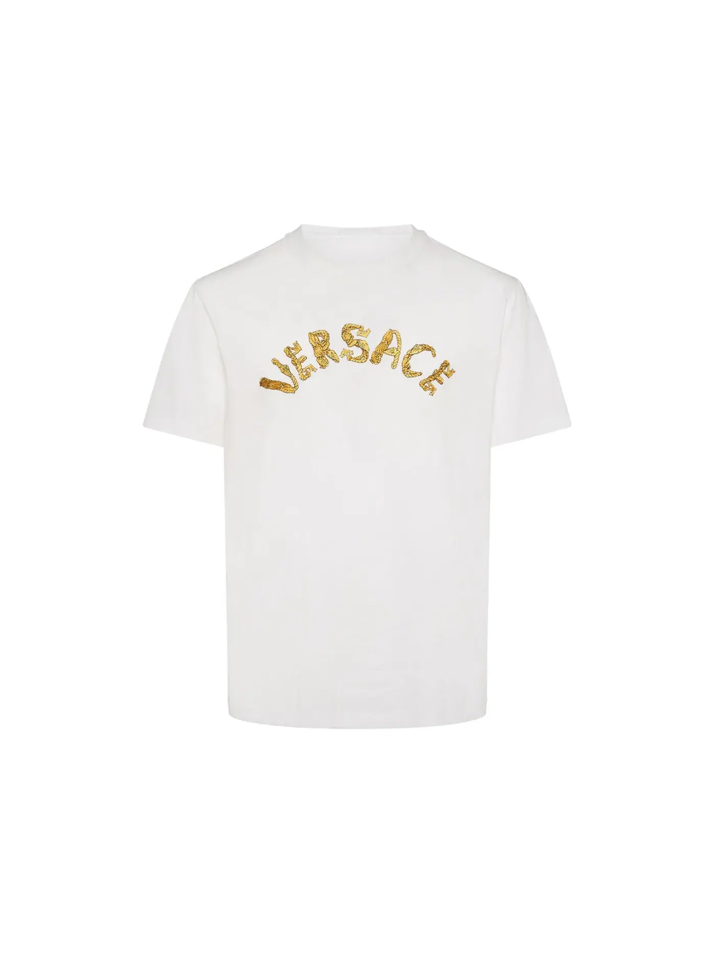 Мужская футболка с принтом Versace Seashell Baroque T-shirt Versace — изображение 1 из 2, белый/золотистый