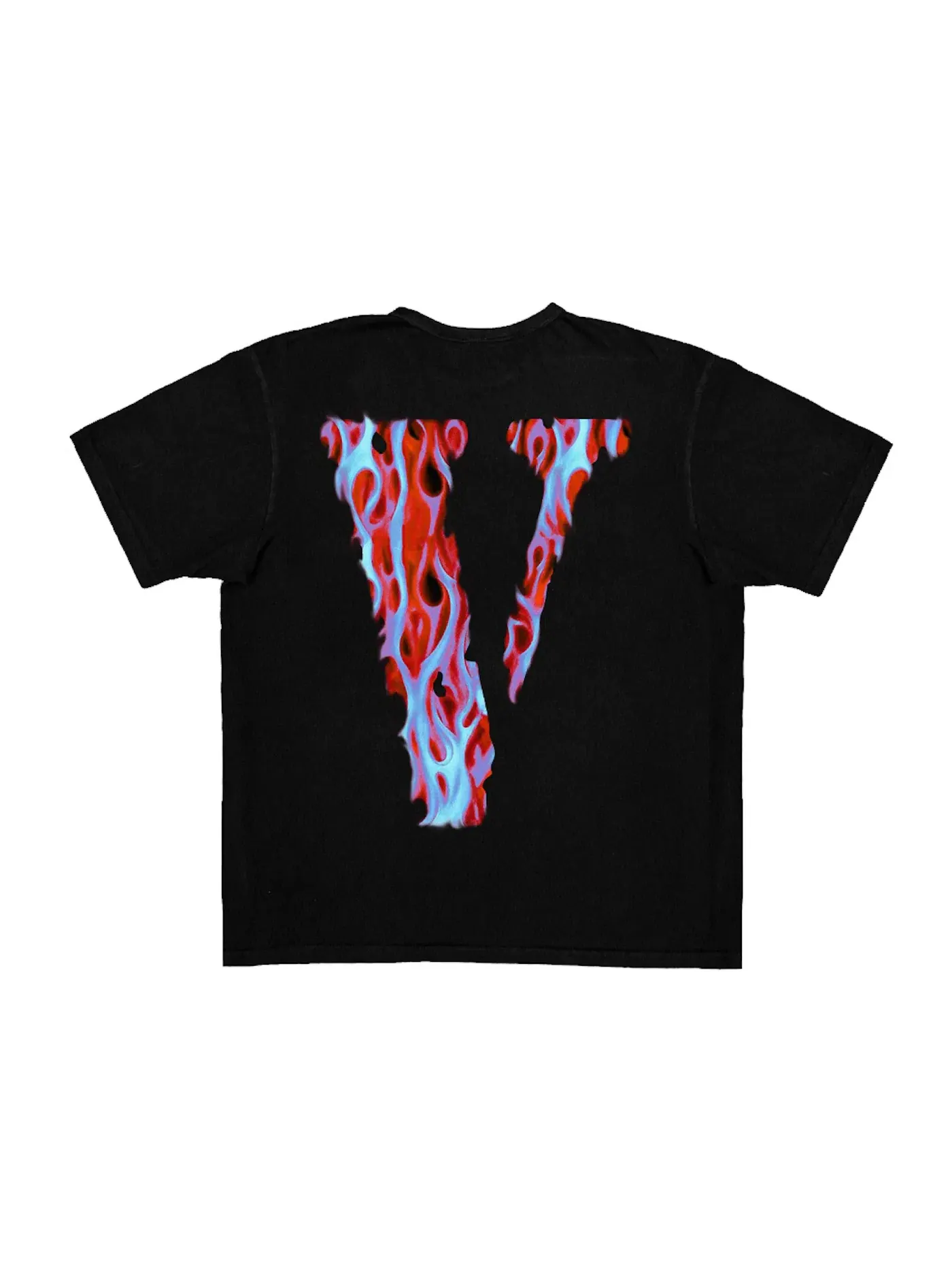 Мужская футболка с принтом Vlone Skully Red Flame — изображение 2 из 2, черный