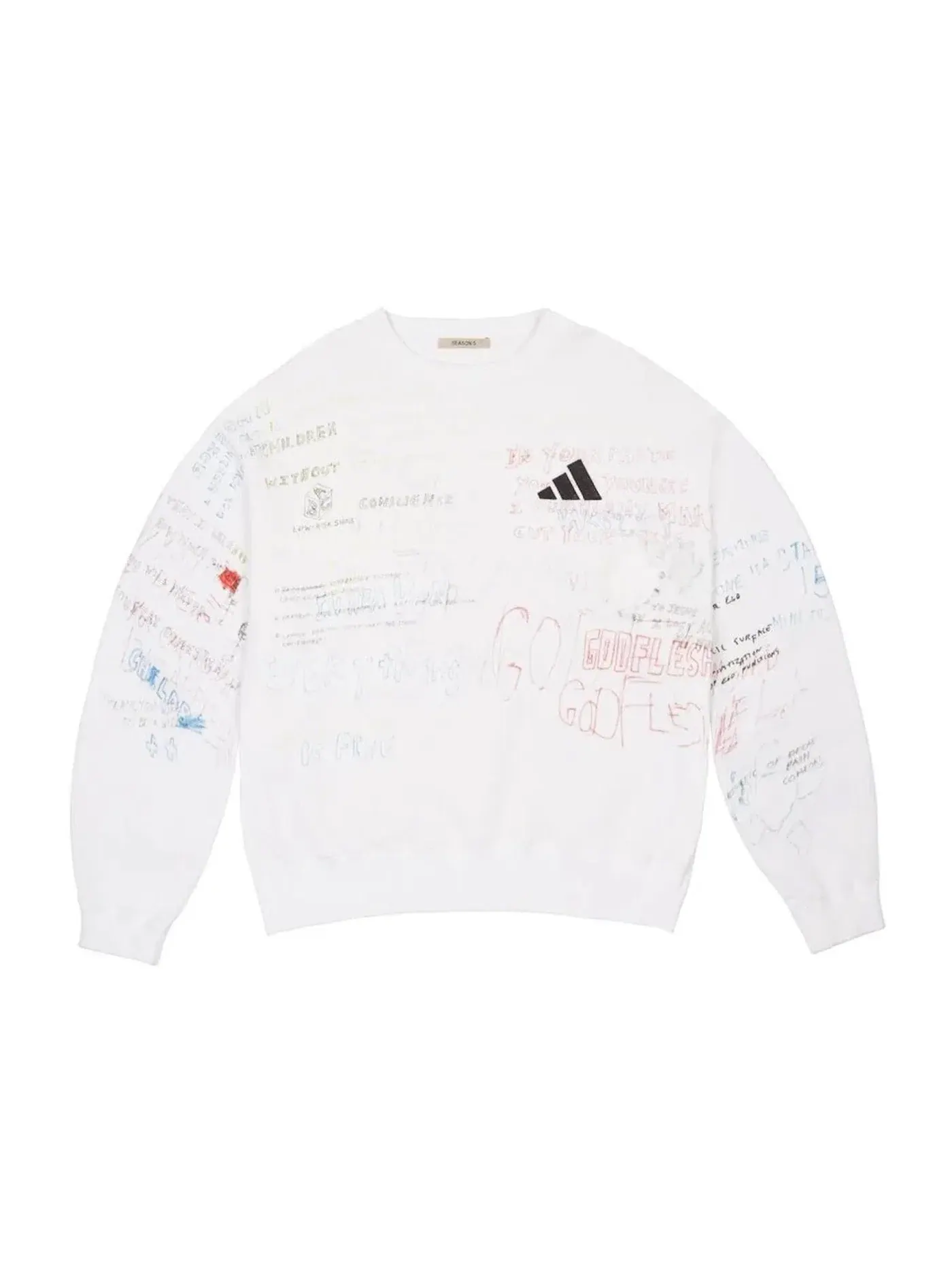 Мужской свитшот с принтом Yeezy Scribble Hand Drawn Crewneck Yeezy — изображение 1 из 2, арктический
