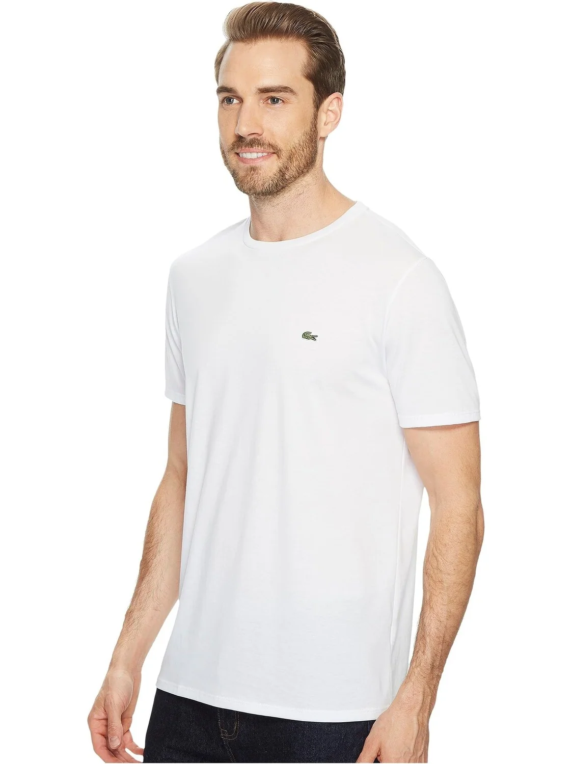Футболка Pima с круглым вырезом с короткими рукавами Lacoste — изображение 2 из 4, белый