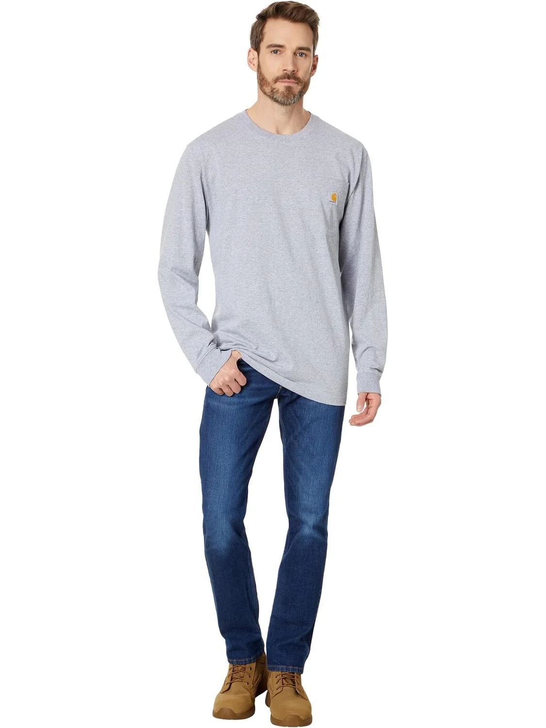 Футболка с карманами для рабочей одежды L/S Carhartt — изображение 4 из 4, серый