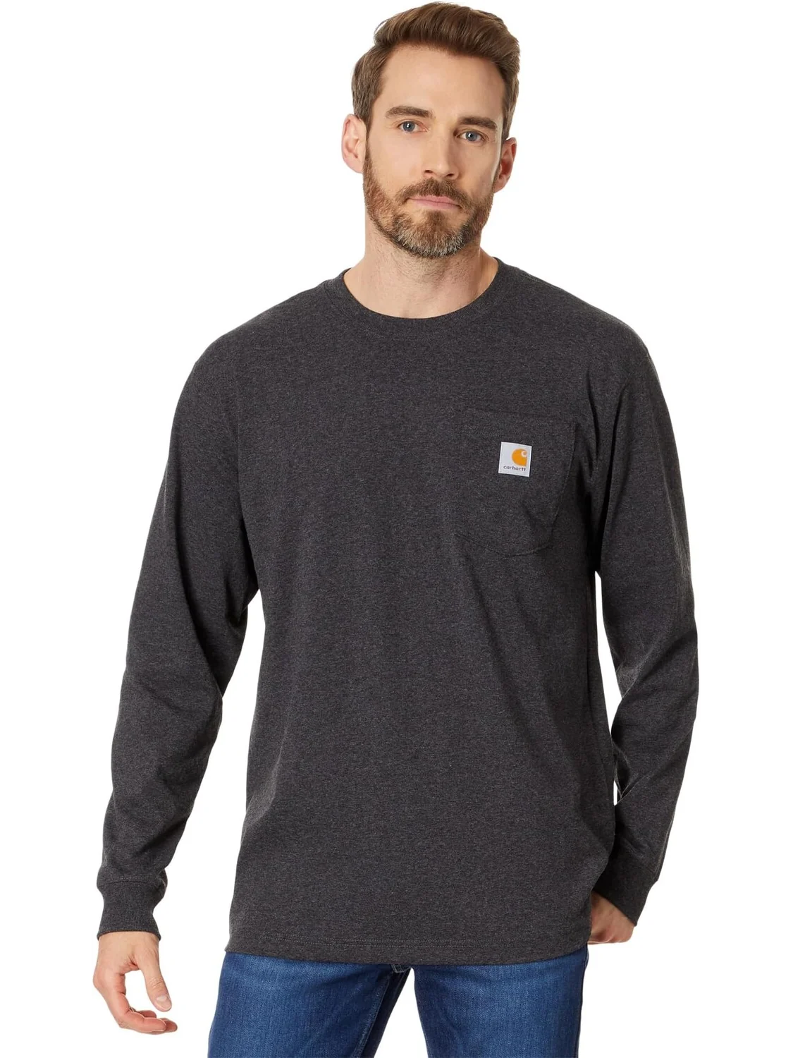 Футболка с карманами для рабочей одежды L/S Carhartt — изображение 1 из 4, серый