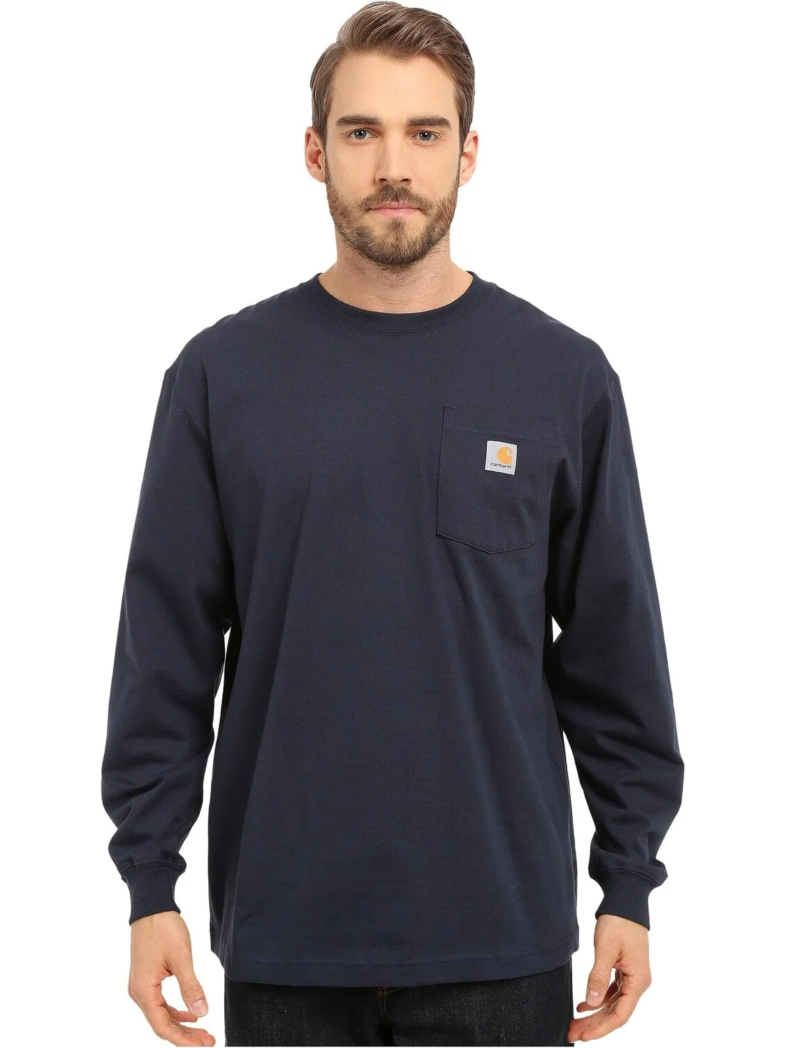 Футболка с карманами для рабочей одежды L/S Carhartt — изображение 1 из 4, темно-синий