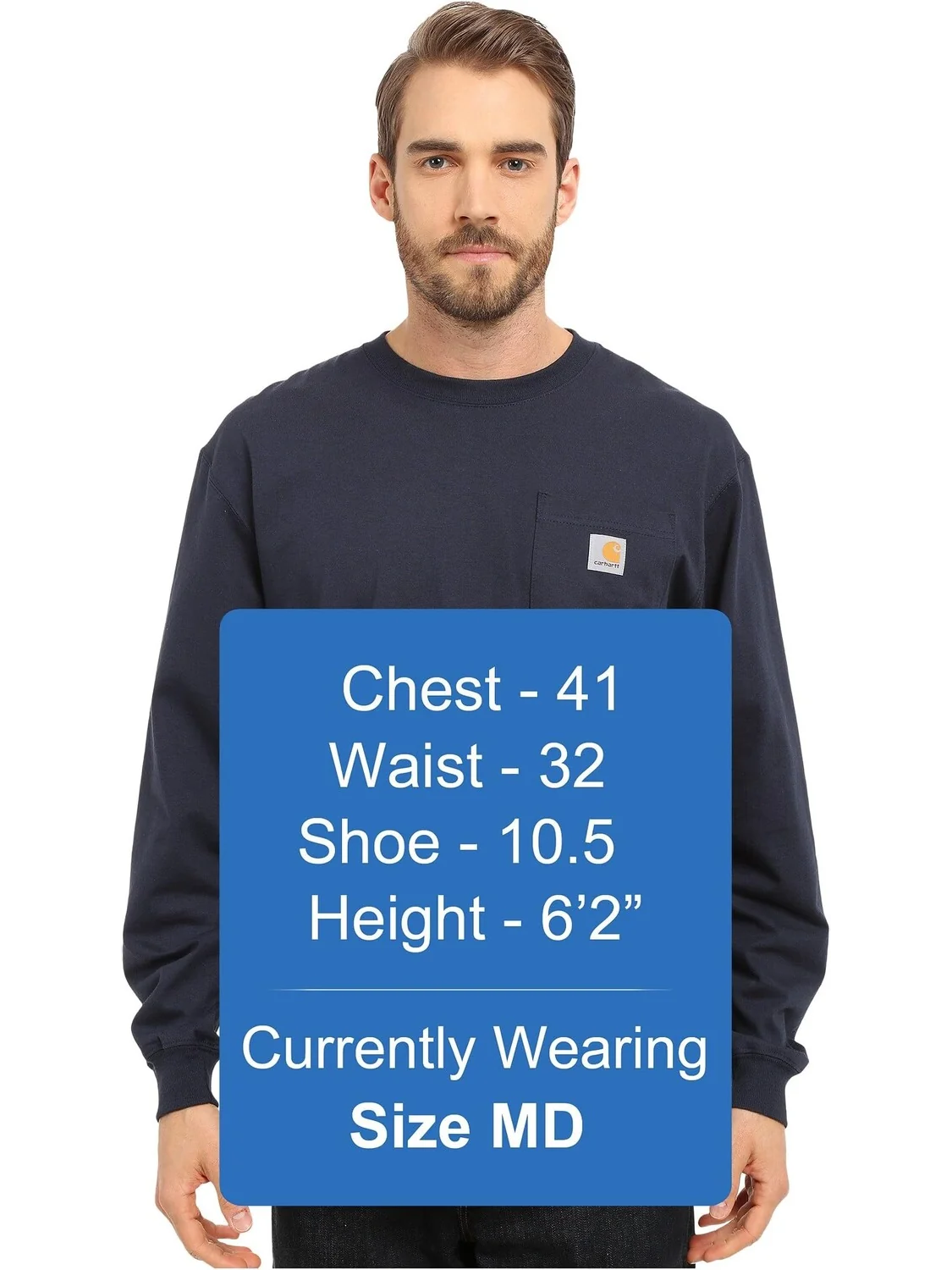 Футболка с карманами для рабочей одежды L/S Carhartt — изображение 4 из 4, темно-синий