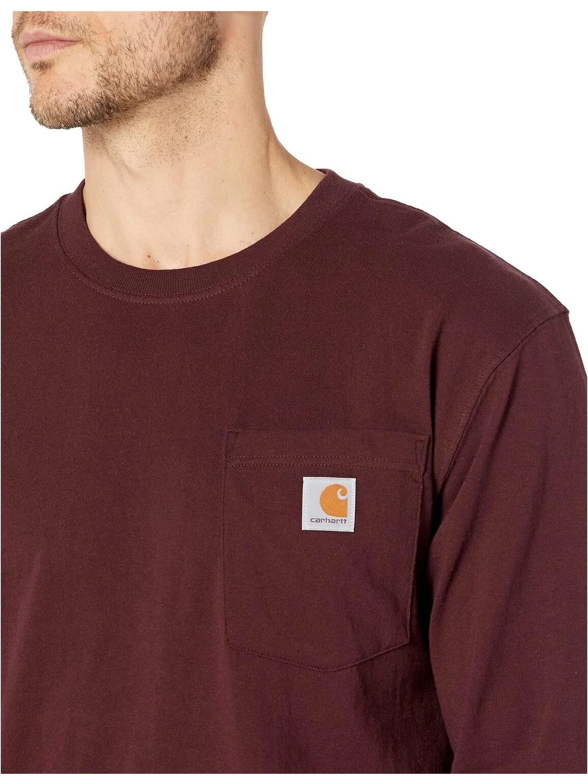 Футболка с карманами для рабочей одежды L/S Carhartt — изображение 3 из 4, портвейн