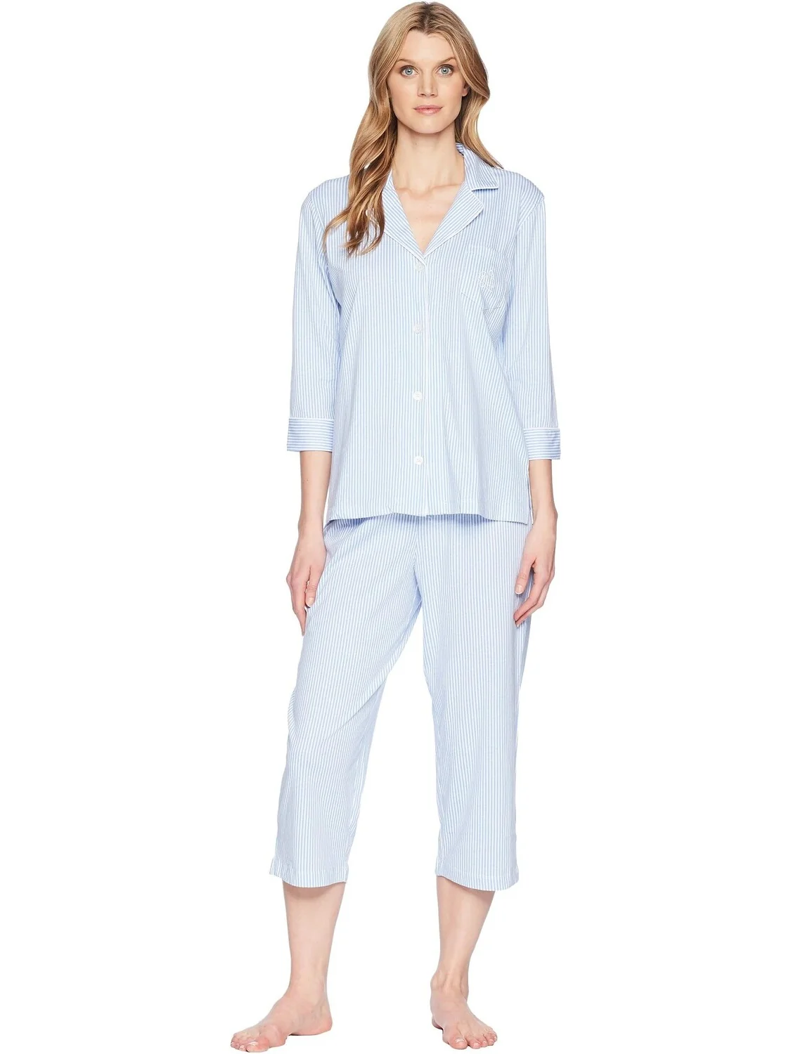 Пижамный комплект-капри Essentials Bingham Knits LAUREN Ralph Lauren — изображение 1 из 5, синий