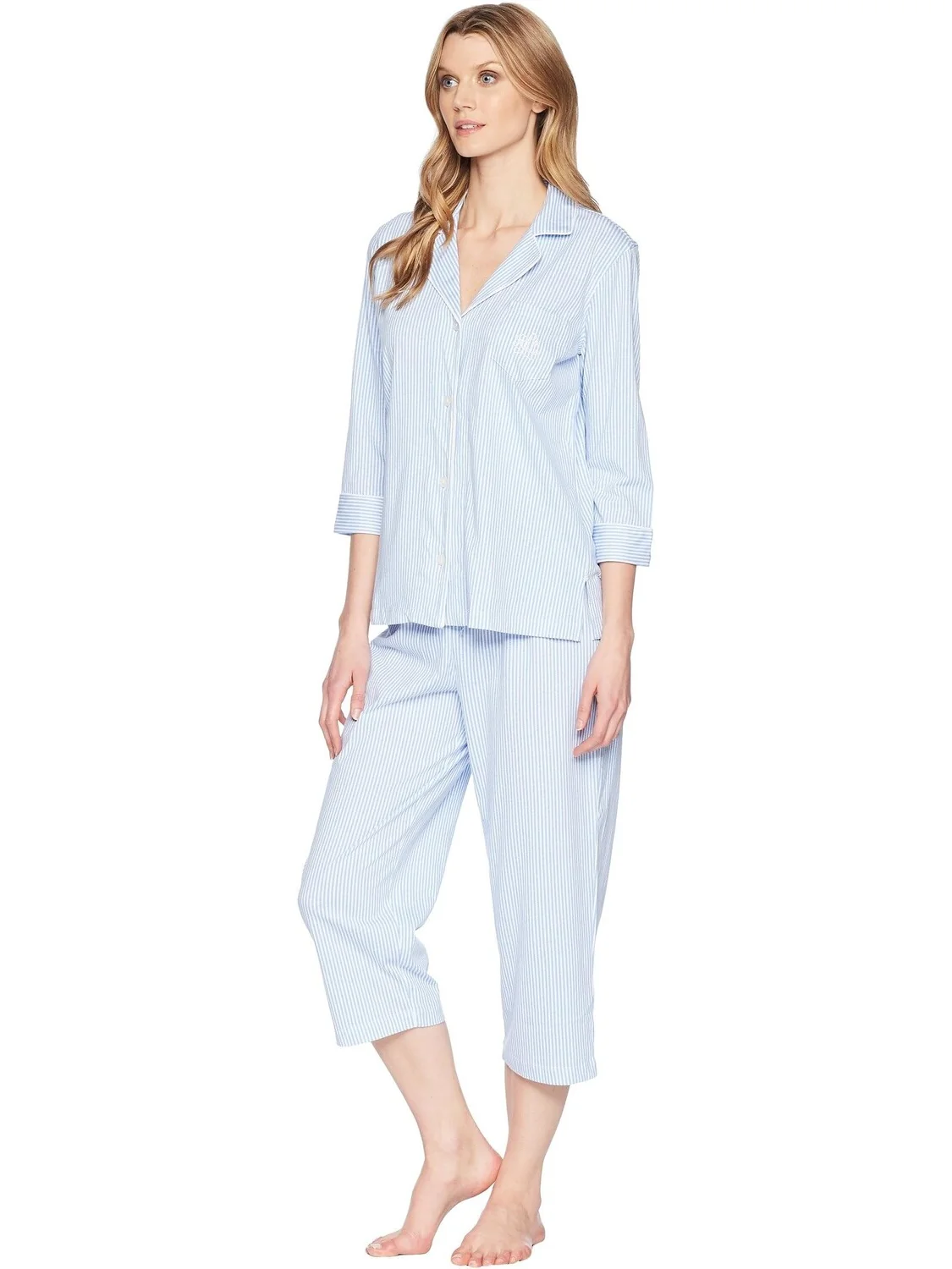 Пижамный комплект-капри Essentials Bingham Knits LAUREN Ralph Lauren — изображение 2 из 5, синий