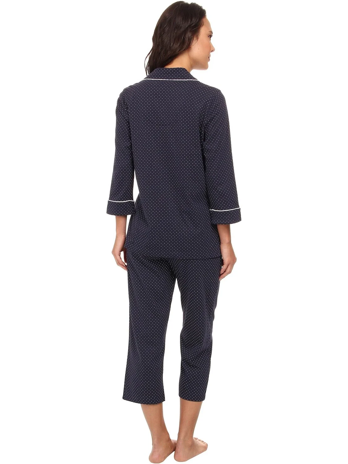 Пижамный комплект-капри Essentials Bingham Knits LAUREN Ralph Lauren — изображение 3 из 6, темно-синий/белый