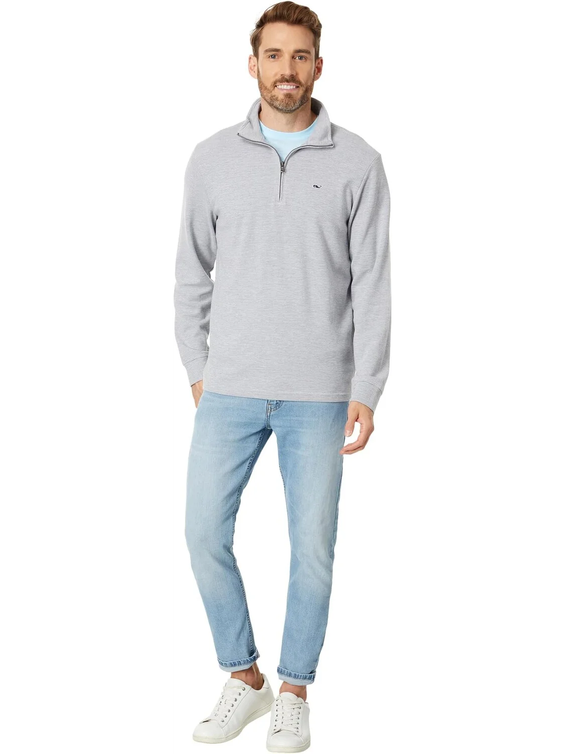 Толстовка Saltwater 1/4 Zip Vineyard Vines — изображение 4 из 4, серый