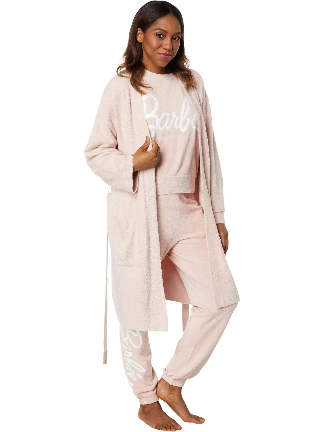 Спортивные штаны CozyChic Ultra Lite для Барби Barefoot Dreams — изображение 4 из 4, розовый/белый