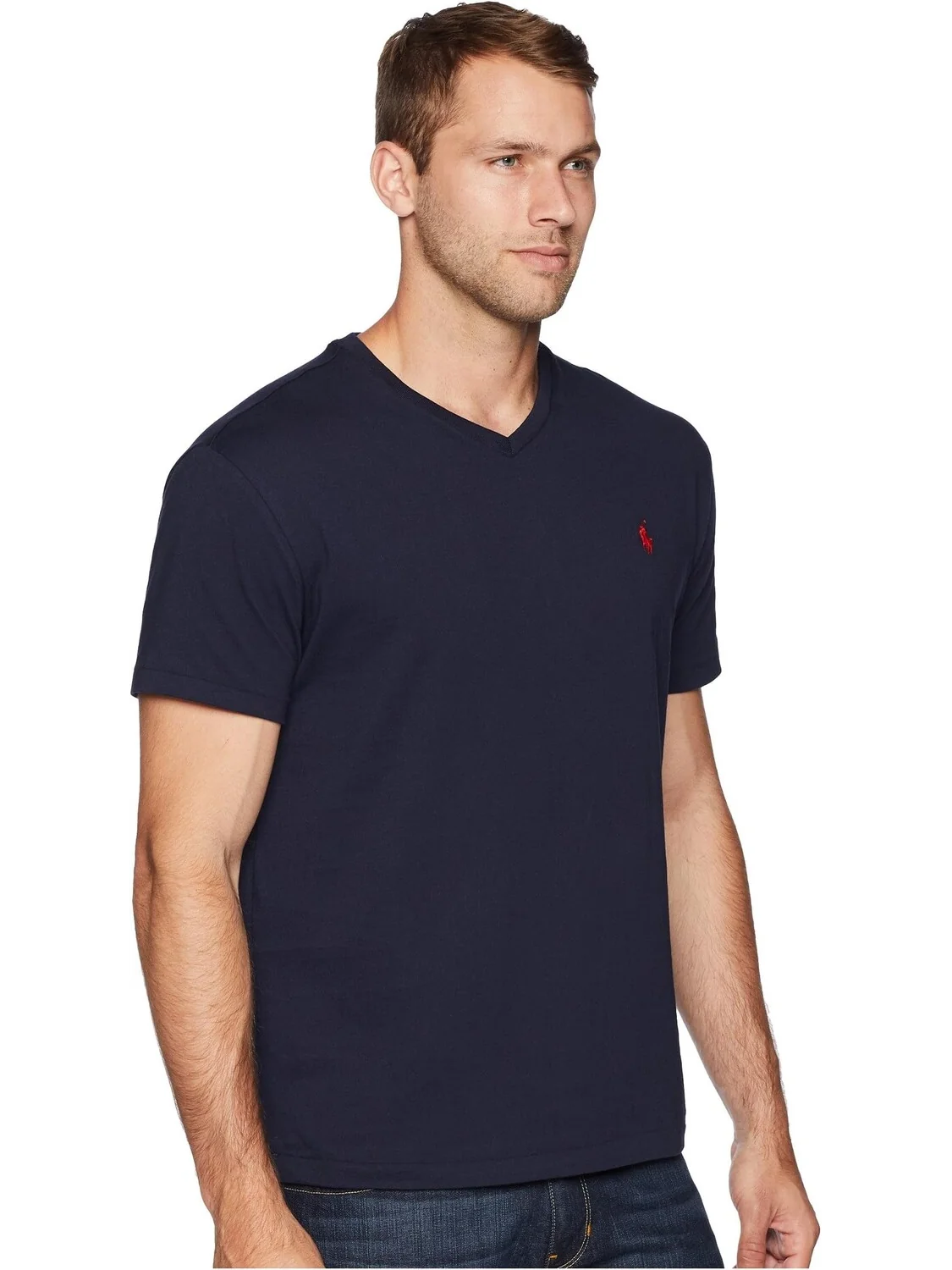 Классическая футболка с V-образным вырезом Polo Ralph Lauren — изображение 4 из 4, чернильный