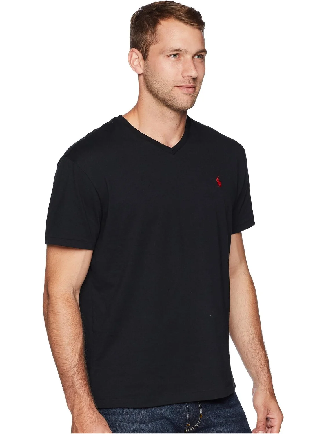 Классическая футболка с V-образным вырезом Polo Ralph Lauren — изображение 4 из 4, черный