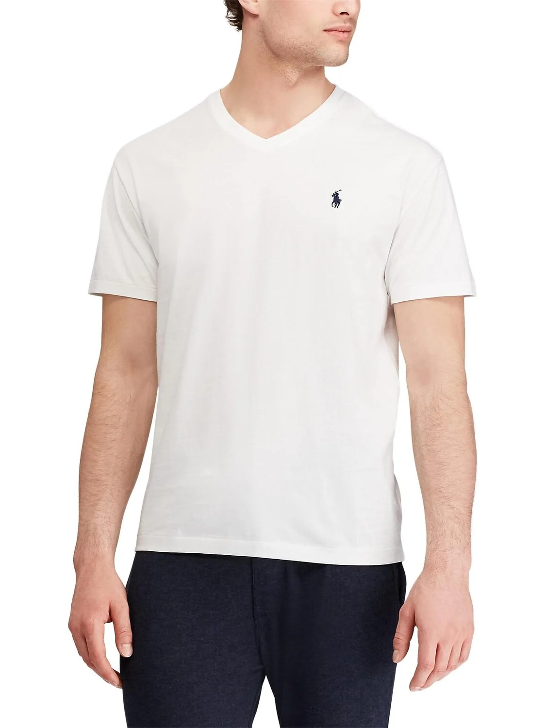 Классическая футболка Polo Ralph Lauren с V-образным вырезом — изображение 1 из 4, белый
