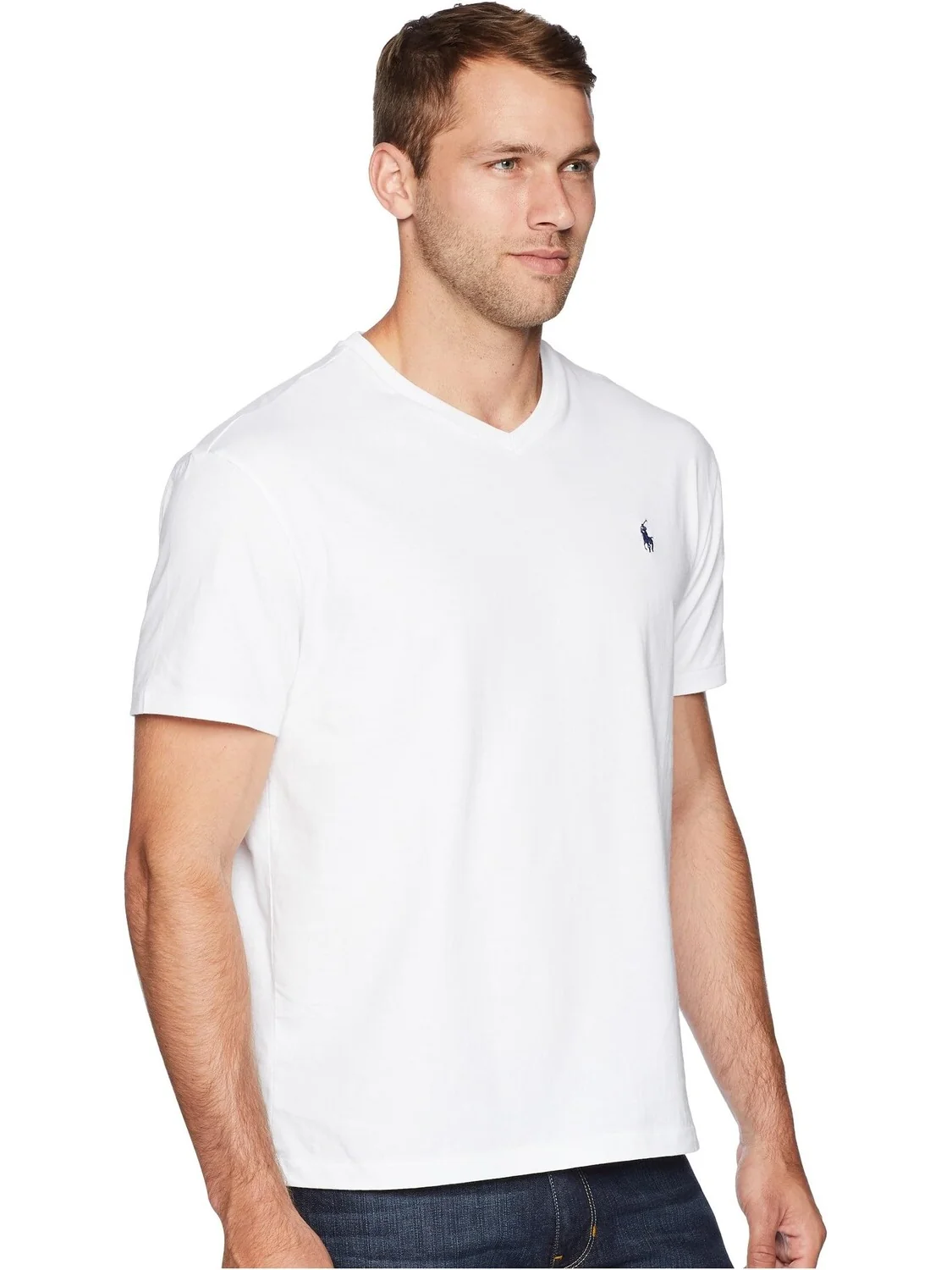 Классическая футболка Polo Ralph Lauren с V-образным вырезом — изображение 4 из 4, белый
