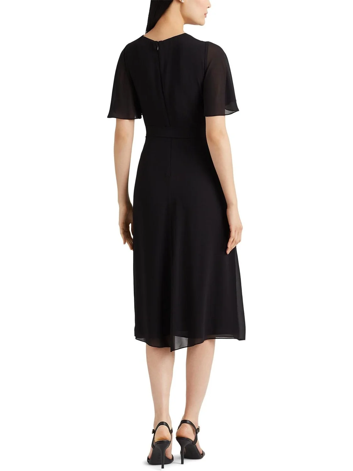 Платье из жоржета с поясом LAUREN Ralph Lauren — изображение 2 из 2, черный