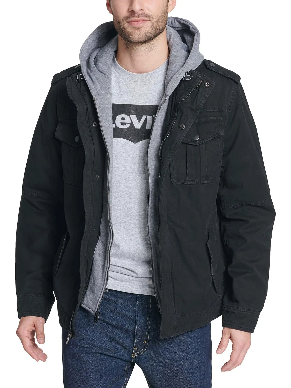 Толстовка Two-Pocket Hoodie with Zip Out Jersey Bib/Hood and Sherpa Lining Levi's