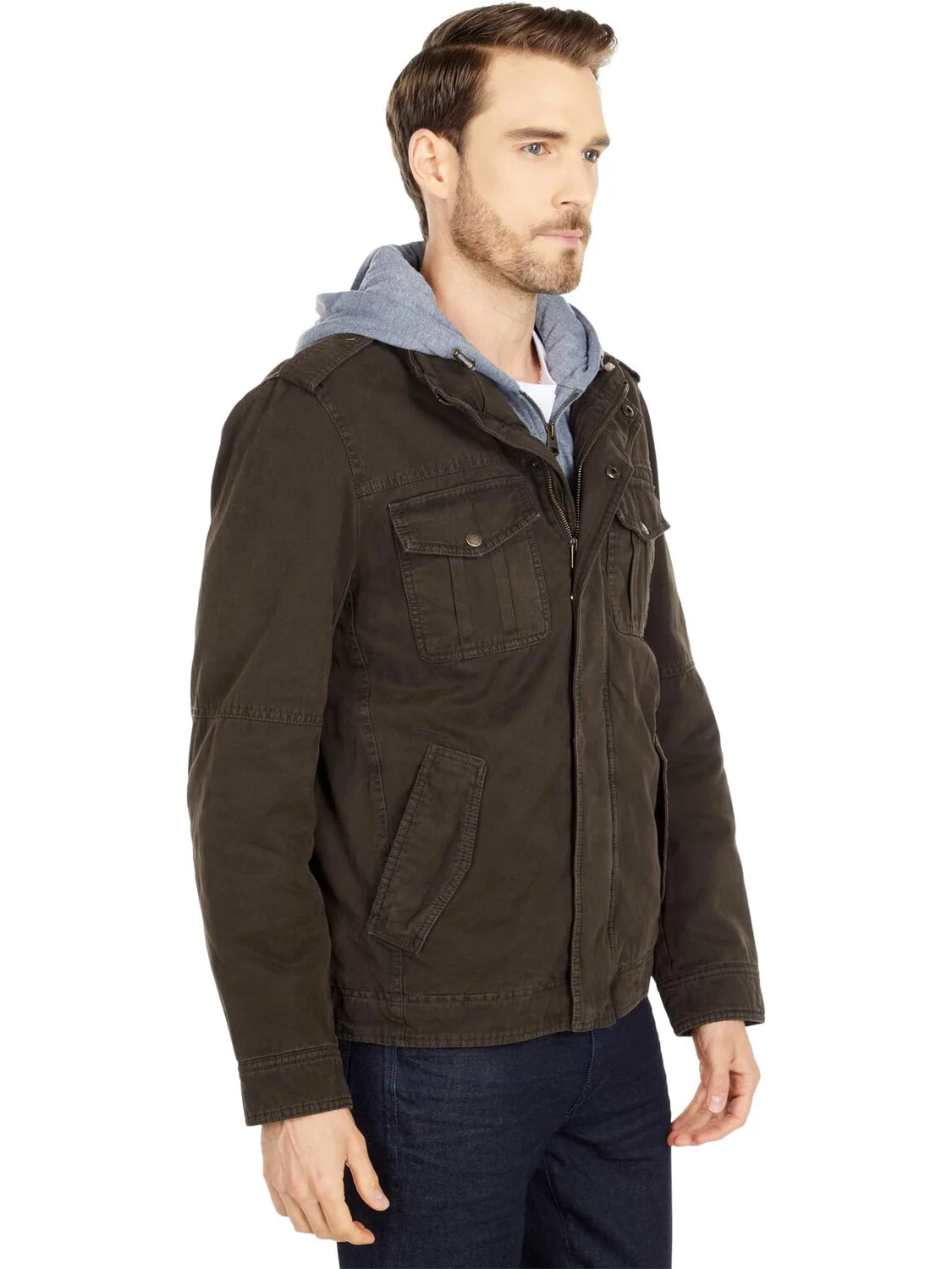 Толстовка Two-Pocket Hoodie with Zip Out Jersey Bib/Hood and Sherpa Lining Levi's — изображение 4 из 6, коричневый