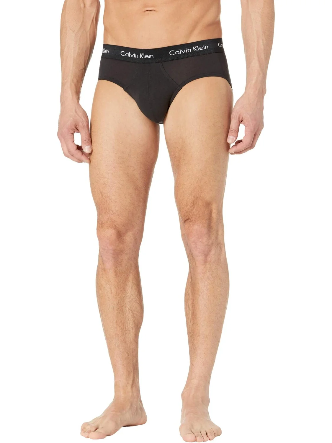 Хлопковые эластичные трусы на бедрах Calvin Klein Underwear — изображение 1 из 3, черный