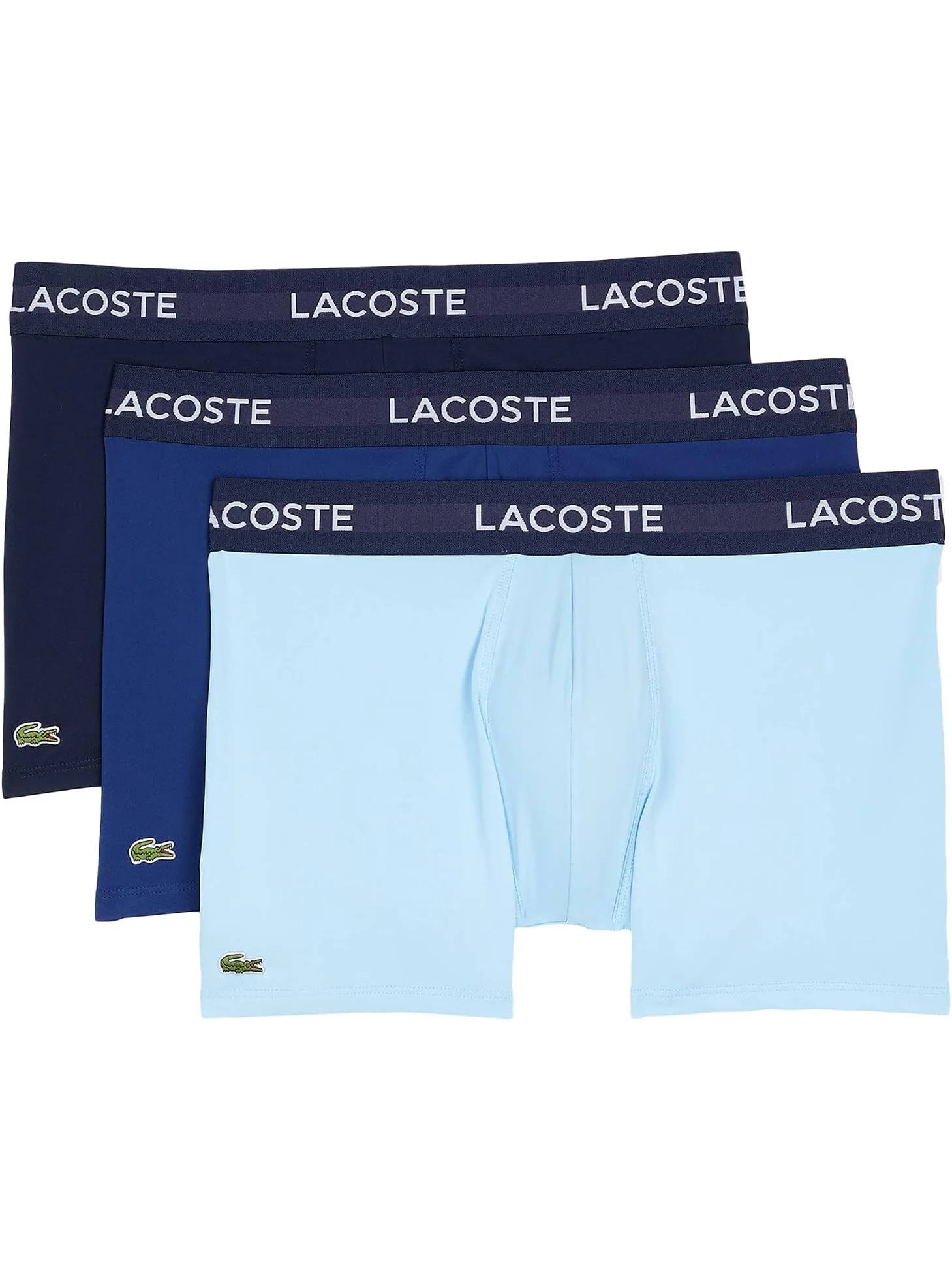 Комплект из 3 однотонных трусов с полумодным поясом Lacoste — изображение 1 из 1, темно-синий синий
