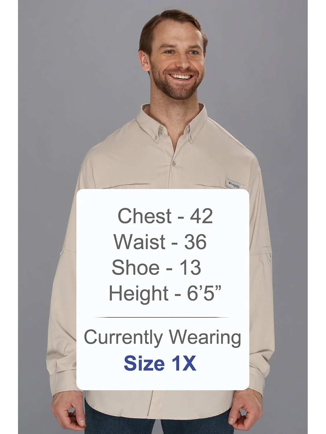 Рубашка Big & Tall Tamiami II L/S Columbia — изображение 4 из 4, окаменевший