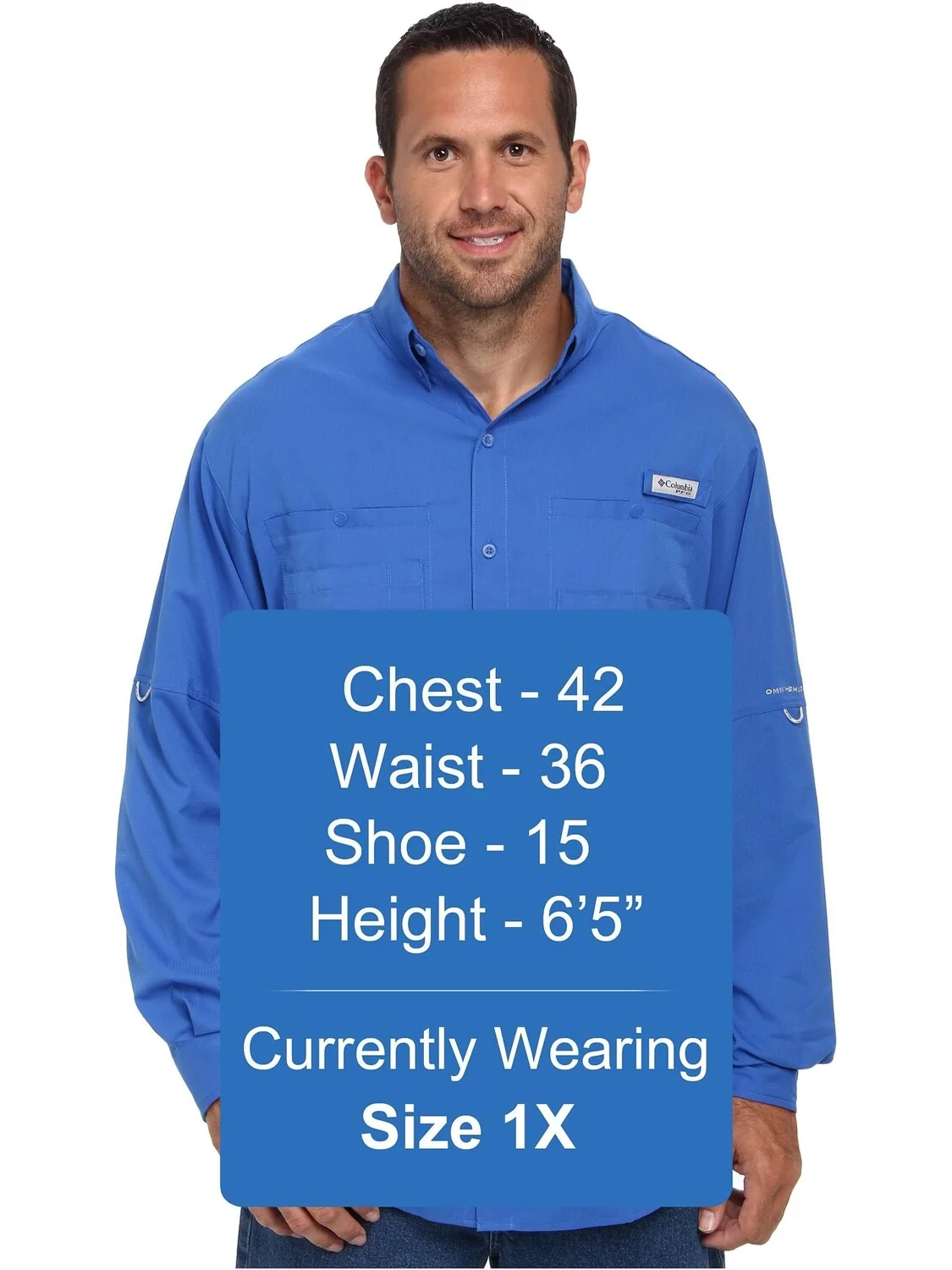 Рубашка Big & Tall Tamiami II L/S Columbia — изображение 6 из 6, синий