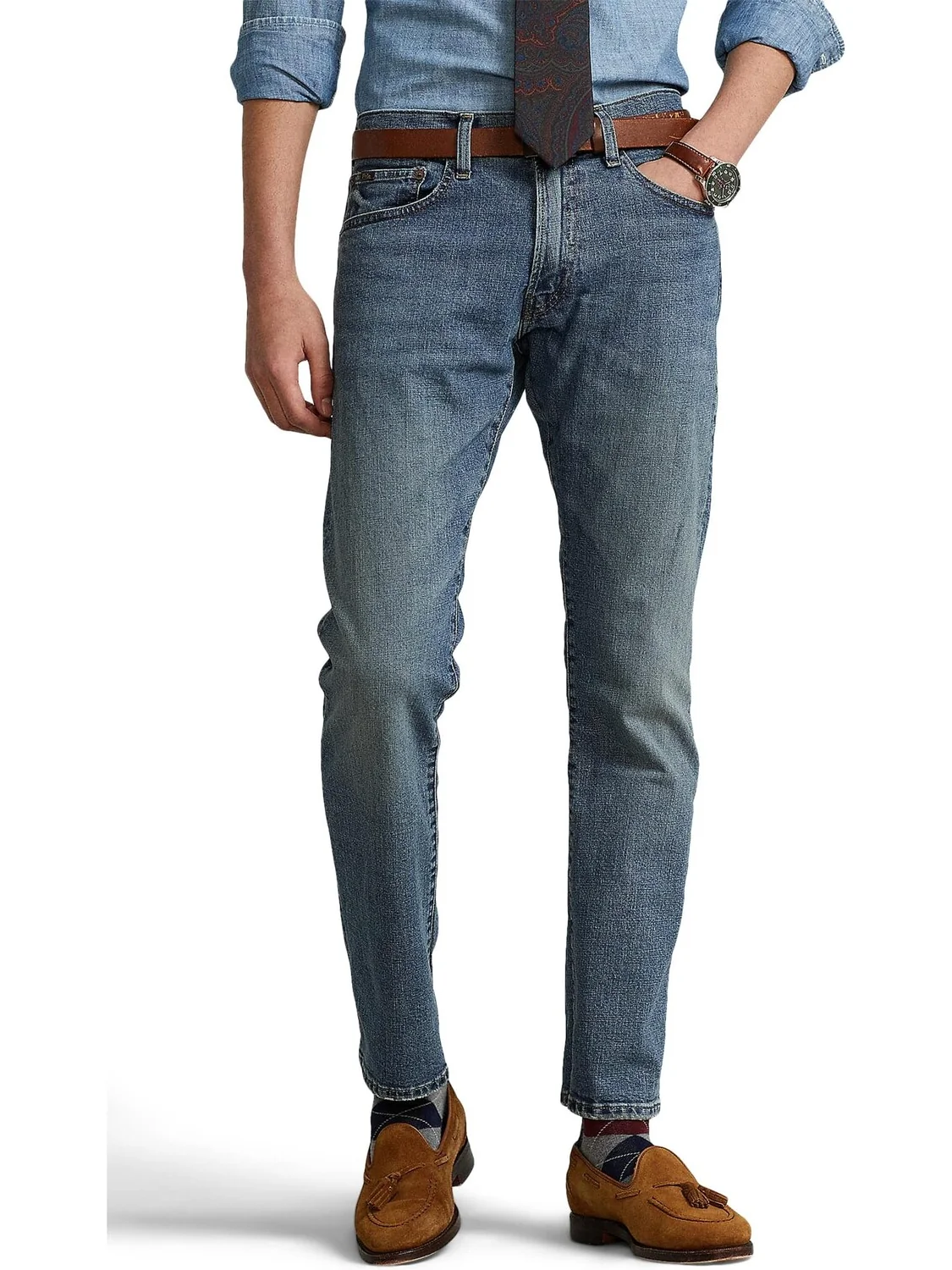 Джинсы Varick Slim Straight Jeans Polo Ralph Lauren — белый
