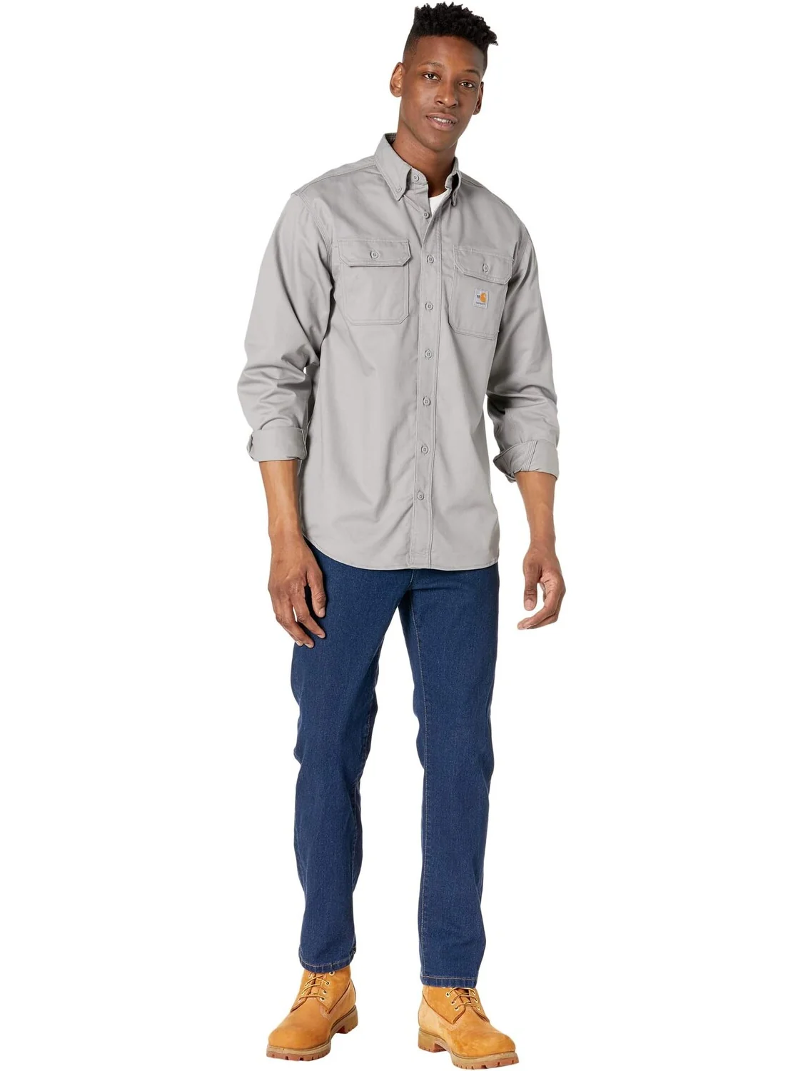 Огнестойкая (FR) классическая рубашка из твила Carhartt — изображение 4 из 4, серый