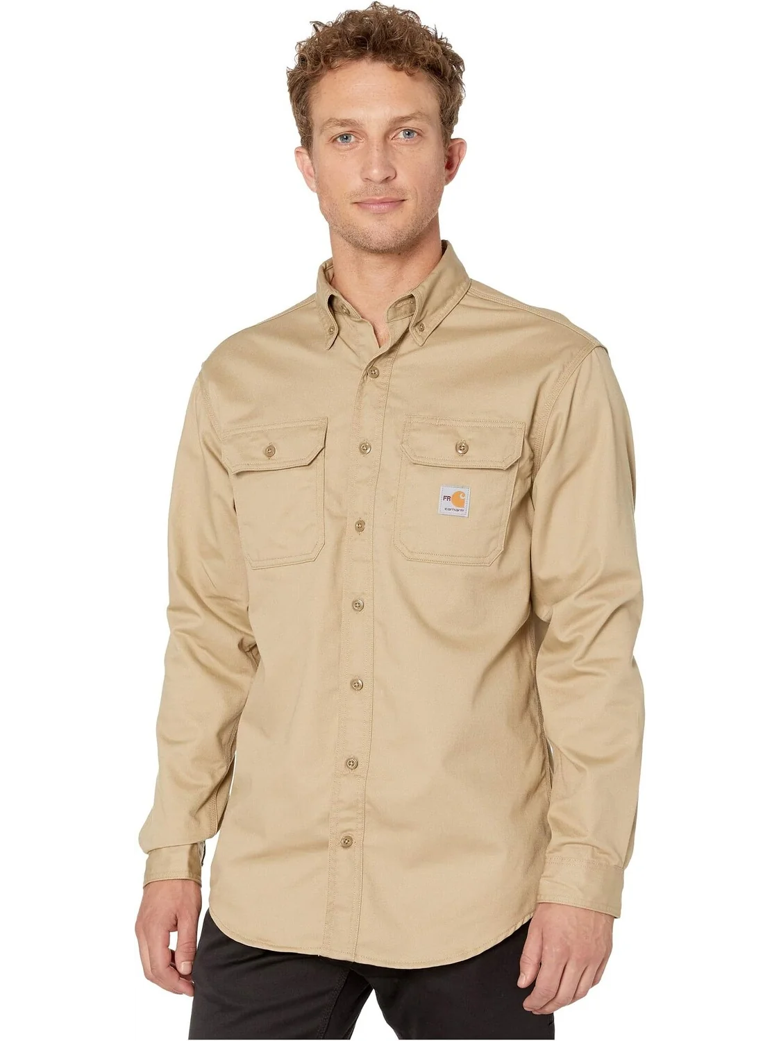 Огнестойкая (FR) классическая рубашка из твила Carhartt — изображение 1 из 3, хаки
