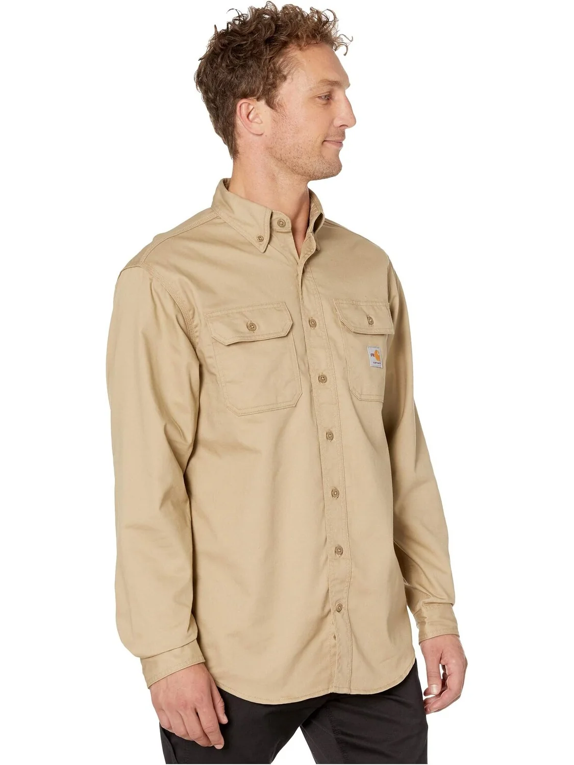 Огнестойкая (FR) классическая рубашка из твила Carhartt — изображение 3 из 3, хаки