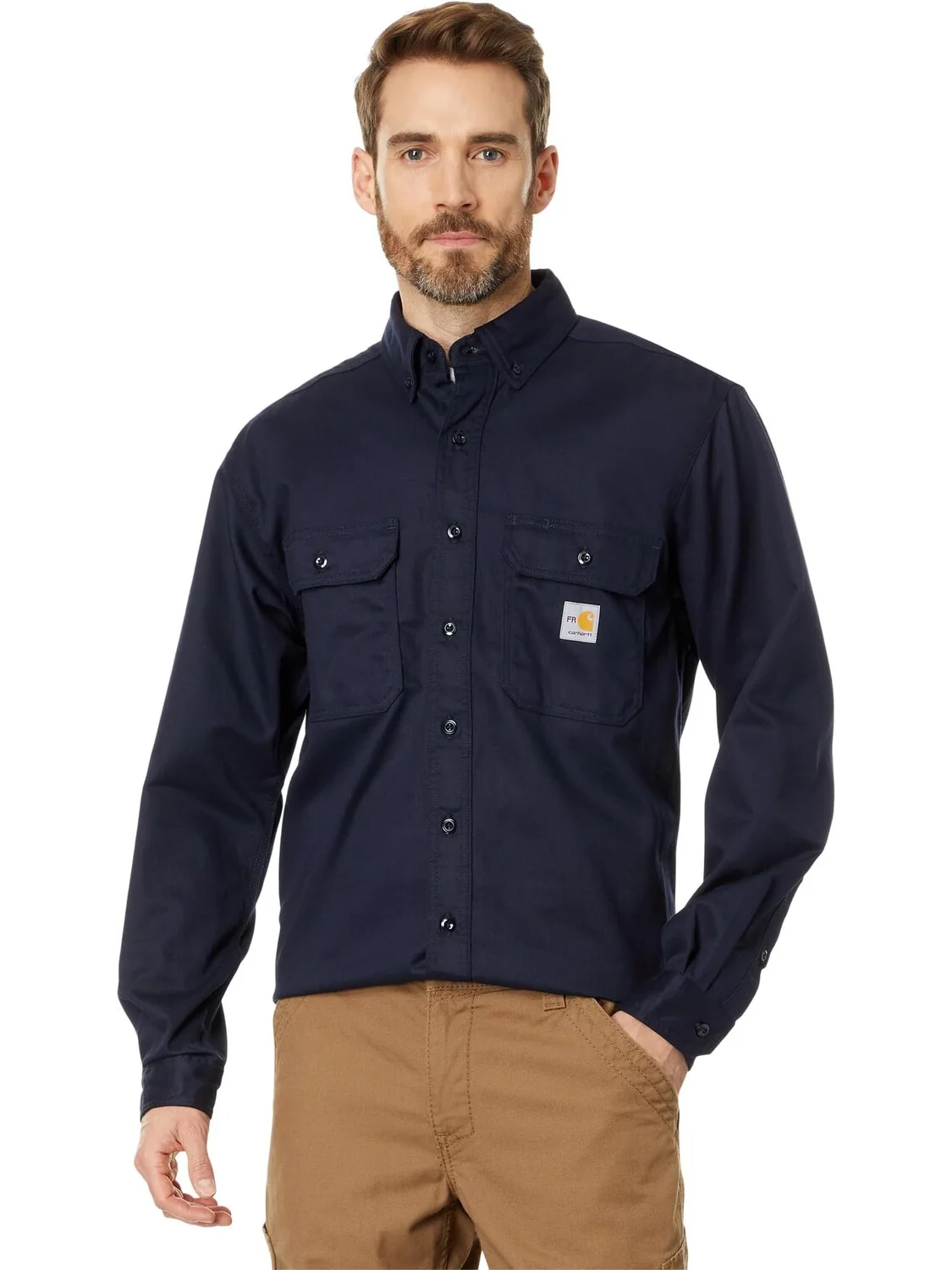 Огнестойкая (FR) классическая рубашка из твила Carhartt — синий