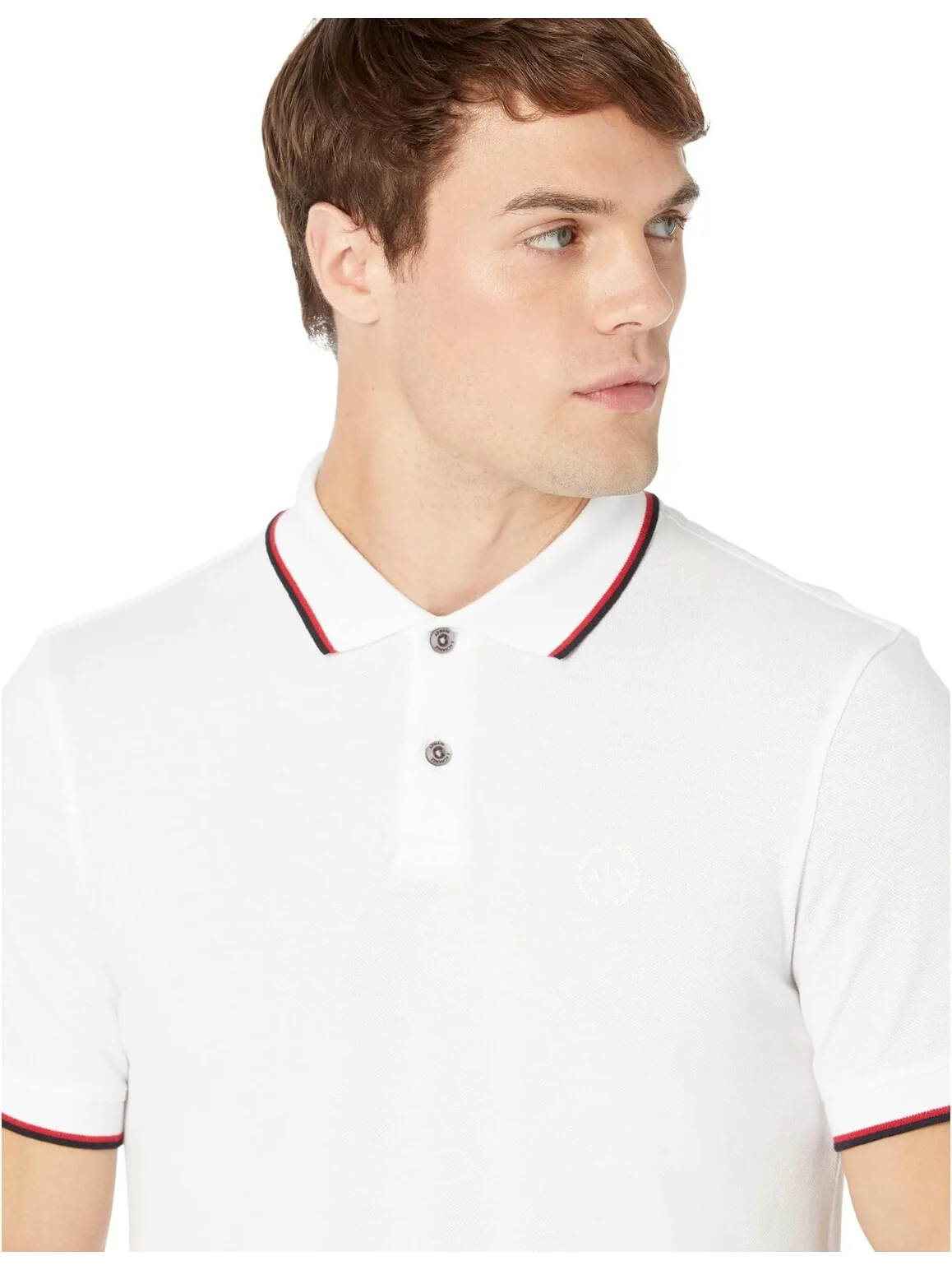 Рубашка-поло Slim Fit Pique Logo Polo Armani Exchange — изображение 3 из 4, белый