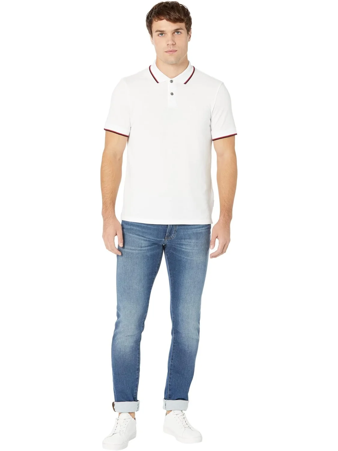 Рубашка-поло Slim Fit Pique Logo Polo Armani Exchange — изображение 4 из 4, белый