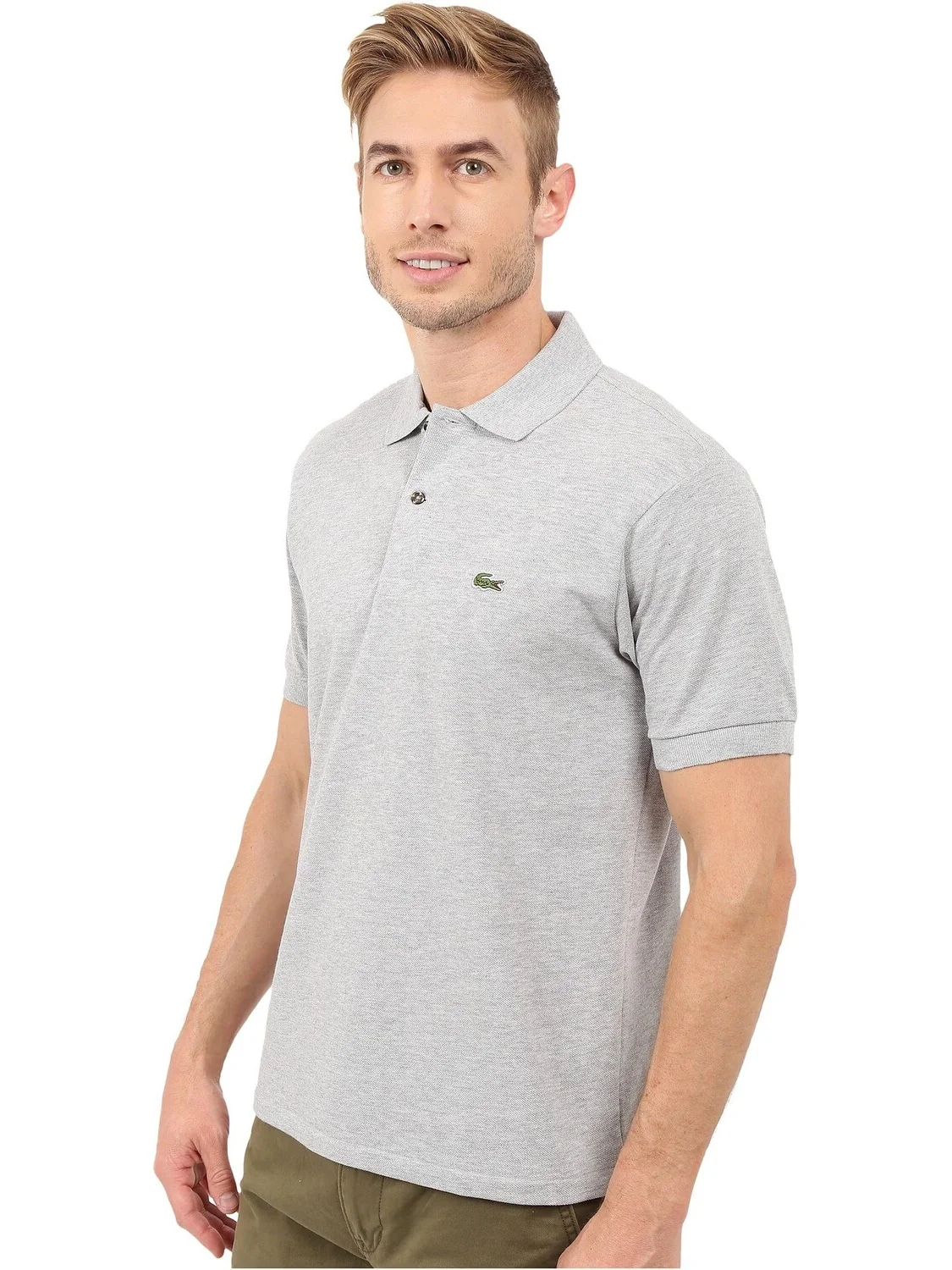 Рубашка-поло Men's Classic Chine Pique Polo Shirt Lacoste — изображение 2 из 5, серебристый серый