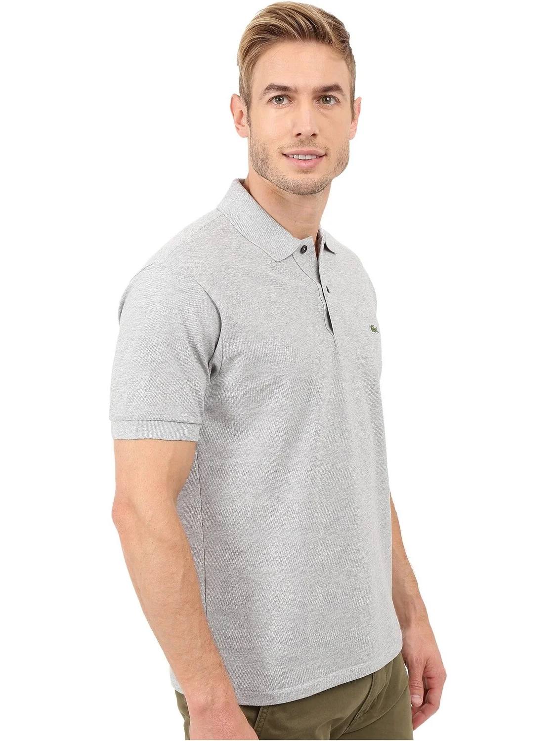 Рубашка-поло Men's Classic Chine Pique Polo Shirt Lacoste — изображение 4 из 5, серебристый серый