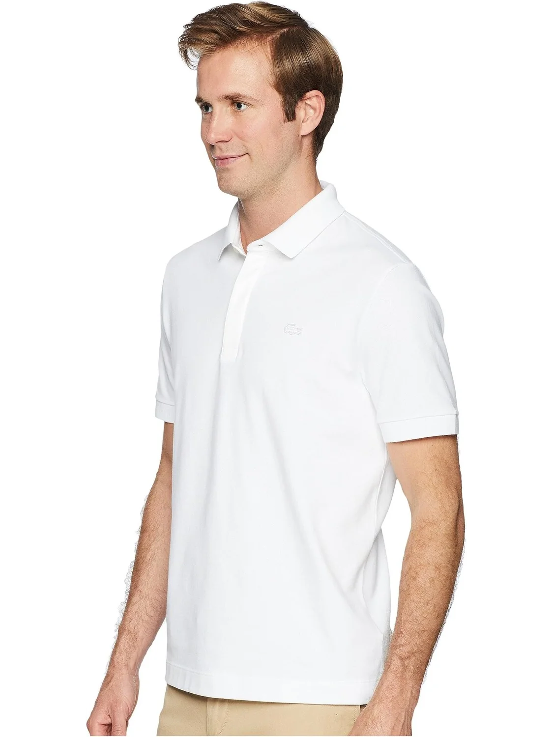 Рубашка-поло Short Sleeve Solid Stretch Pique Regular Lacoste — изображение 2 из 4, белый