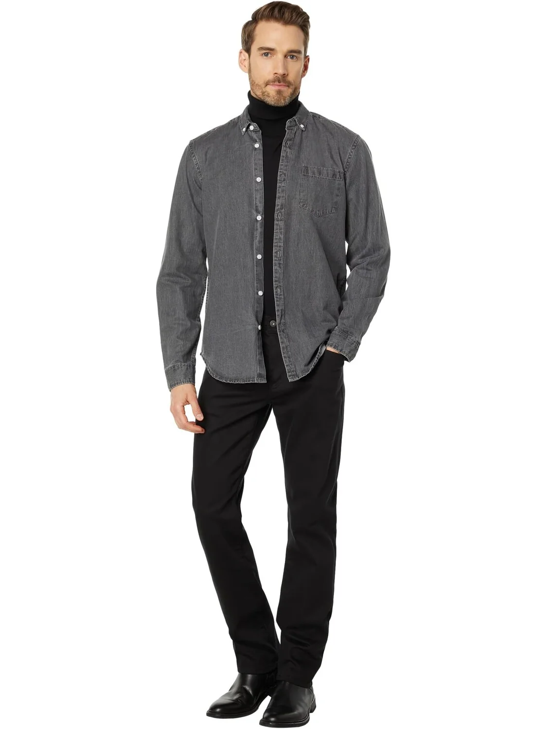 Джинсы Everett Slim Straight Fit Jeans in Fathom AG Jeans — изображение 4 из 4, серый