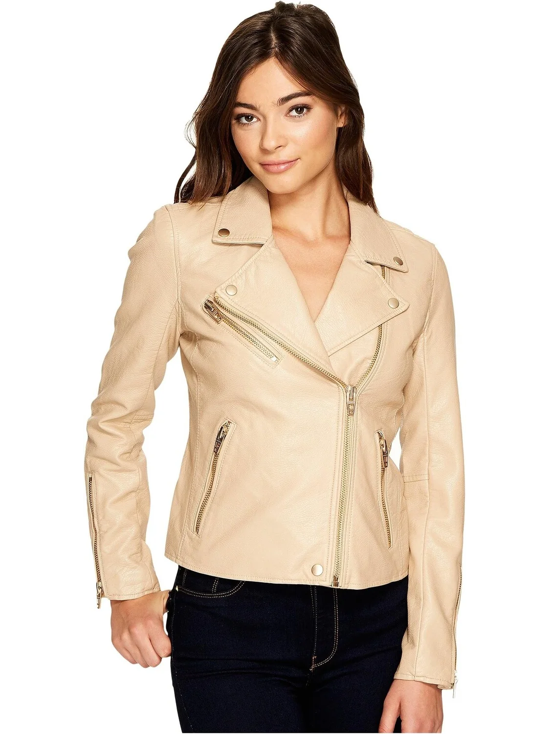 Куртка Faux Leather Moto Jacket Blank NYC — изображение 5 из 6, бежевый