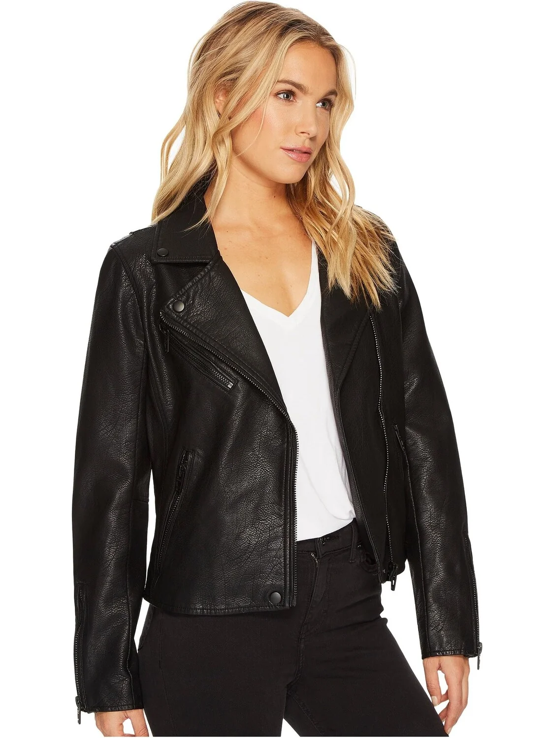 Куртка Faux Leather Moto Jacket Blank NYC — изображение 4 из 7, оникс