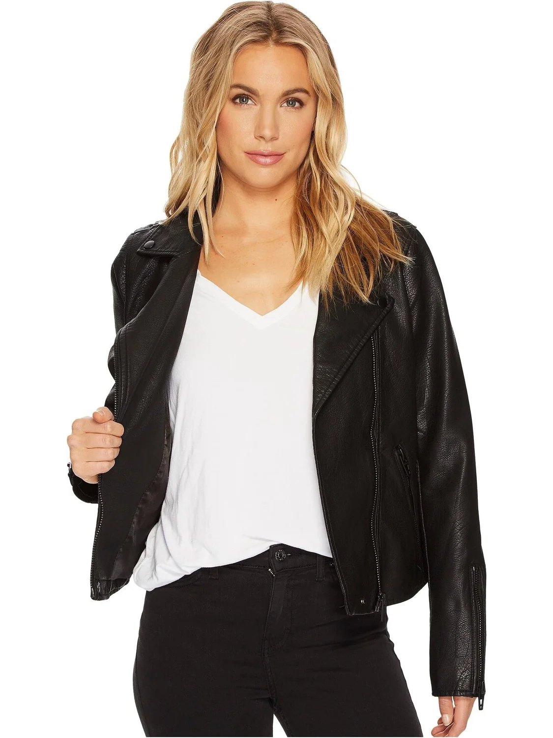 Куртка Faux Leather Moto Jacket Blank NYC — изображение 6 из 7, оникс