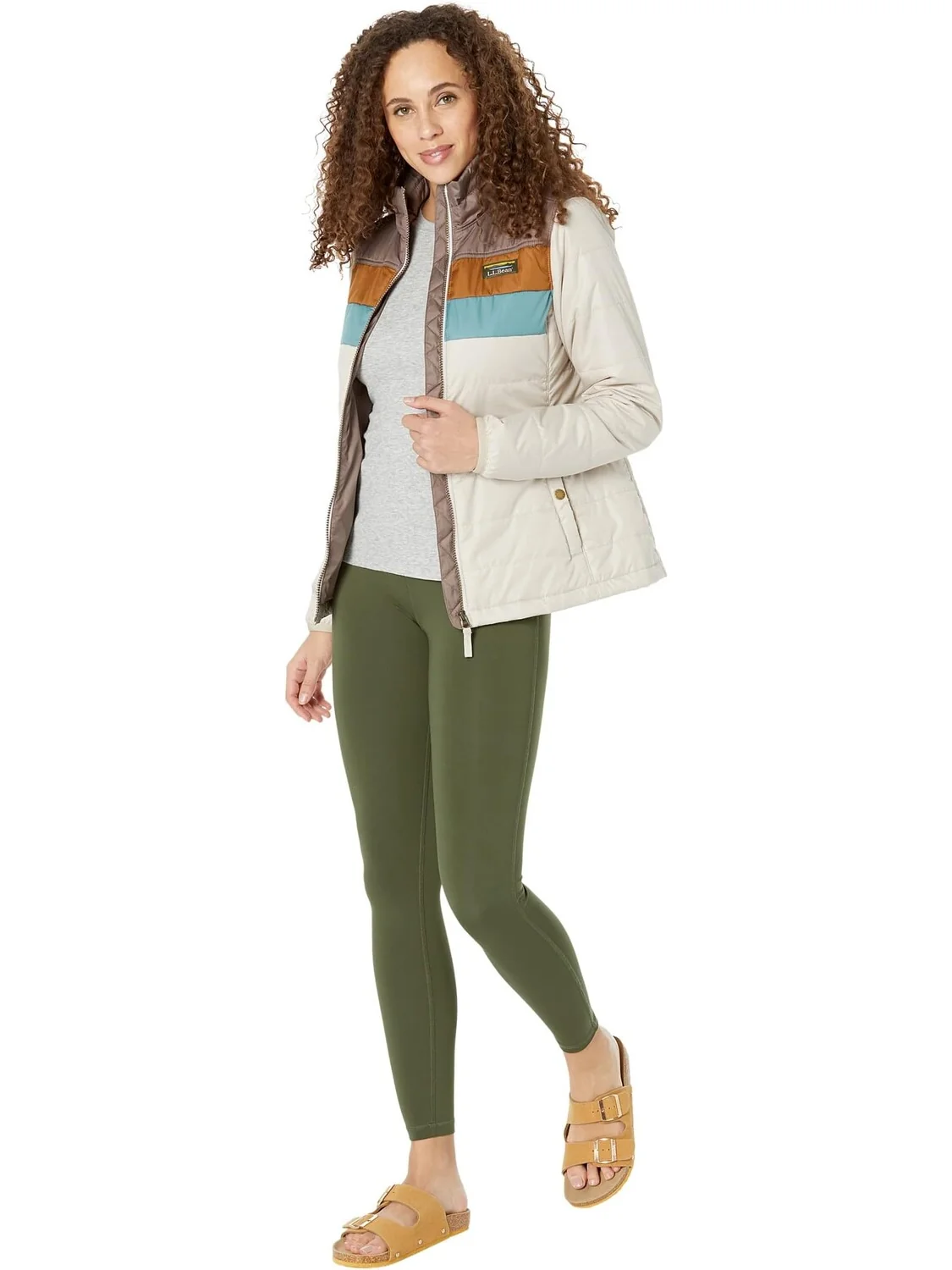 Пуховик Mountain Classic в стиле колор-блок L.L.Bean — изображение 4 из 4, коричневый/серый