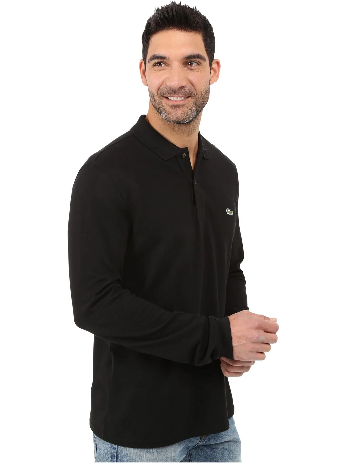 Рубашка-поло Long Sleeve Classic Pique Polo Shirt Lacoste — изображение 4 из 5, черный