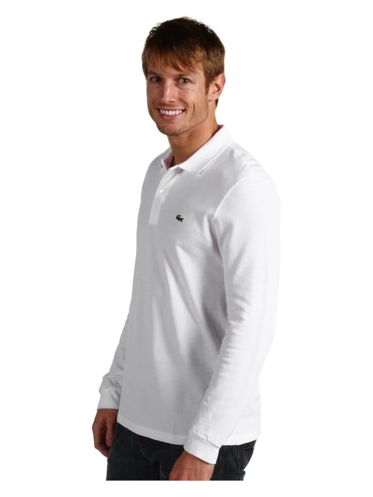 Рубашка-поло Lacoste, классическая, с длинными рукавами — изображение 2 из 4, белый