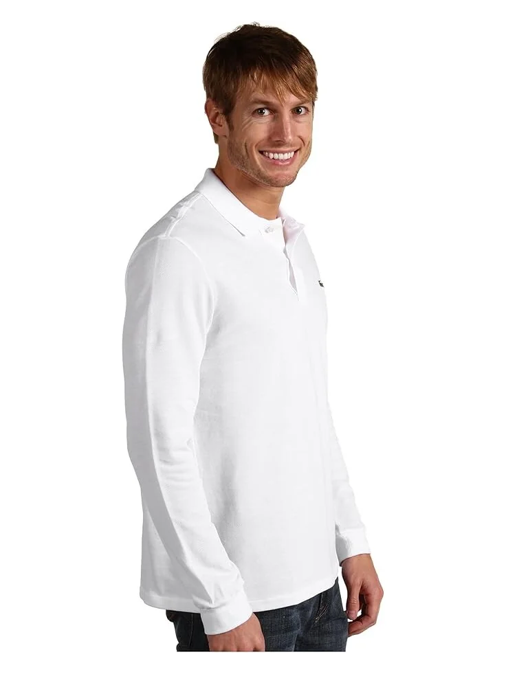 Рубашка-поло Lacoste, классическая, с длинными рукавами — изображение 4 из 4, белый