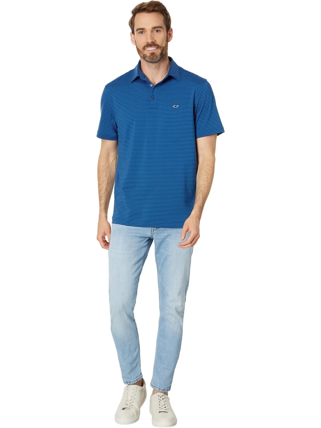 Рубашка-поло Bradley Stripe Sankaty Polo Vineyard Vines — изображение 4 из 4, синий