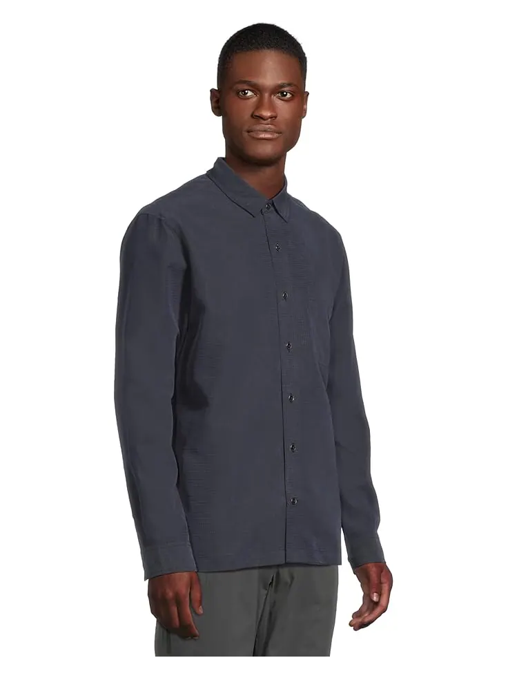 Мужская футболка Royal Robbins Desert Pucker Dry с длинным рукавом — изображение 2 из 5, военно-морский