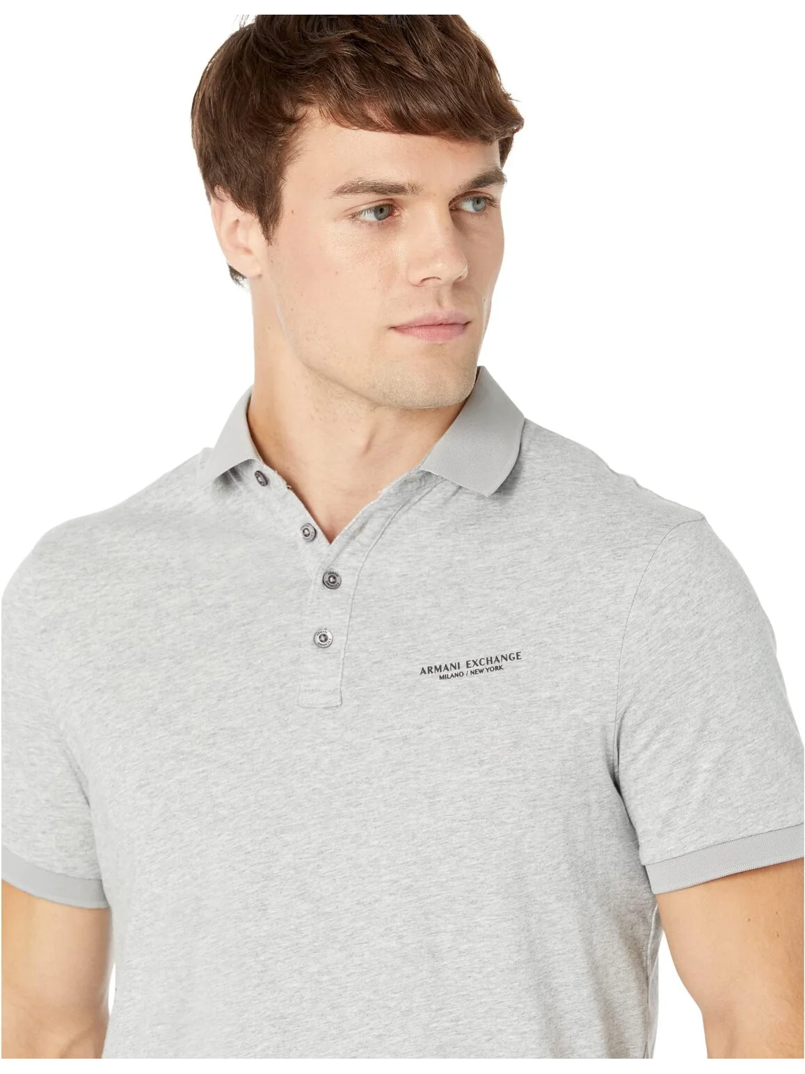 Рубашка-поло Slim Fit Milano/New York Logo Polo Armani Exchange — изображение 3 из 4, серый