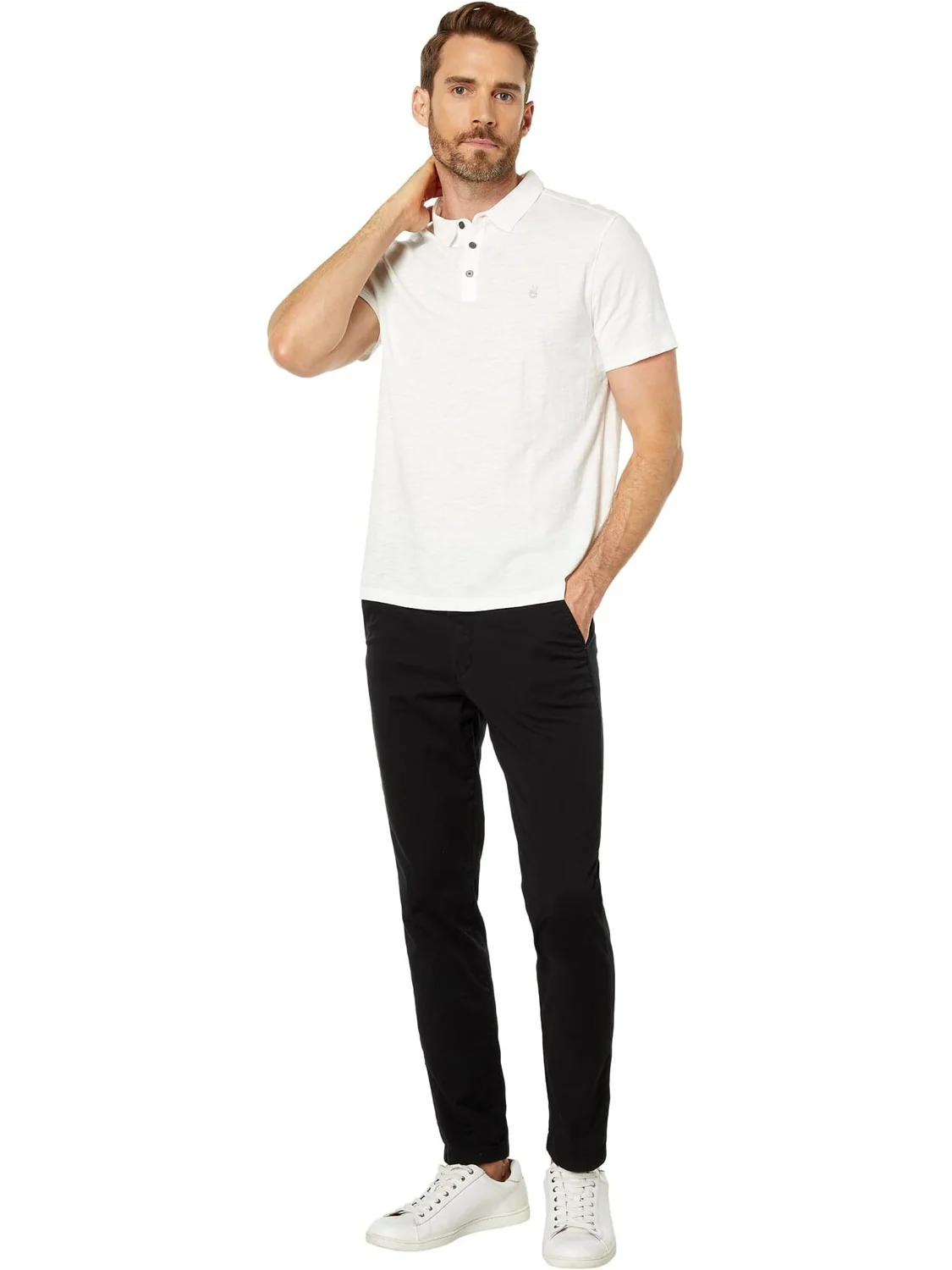 Рубашка-поло Victor Short Sleeve Slub Cotton Polo w/ Peace Sign Embroidery K5787Y2 John Varvatos — изображение 4 из 4