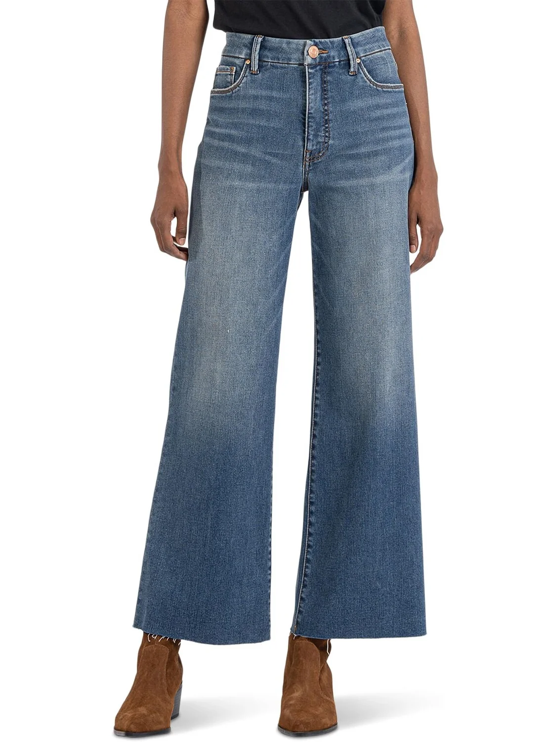 Джинсы Meg High-Rise Fab Ab Wide Leg Raw Hem in Milestone KUT from the Kloth, цвет Milestone — мульти