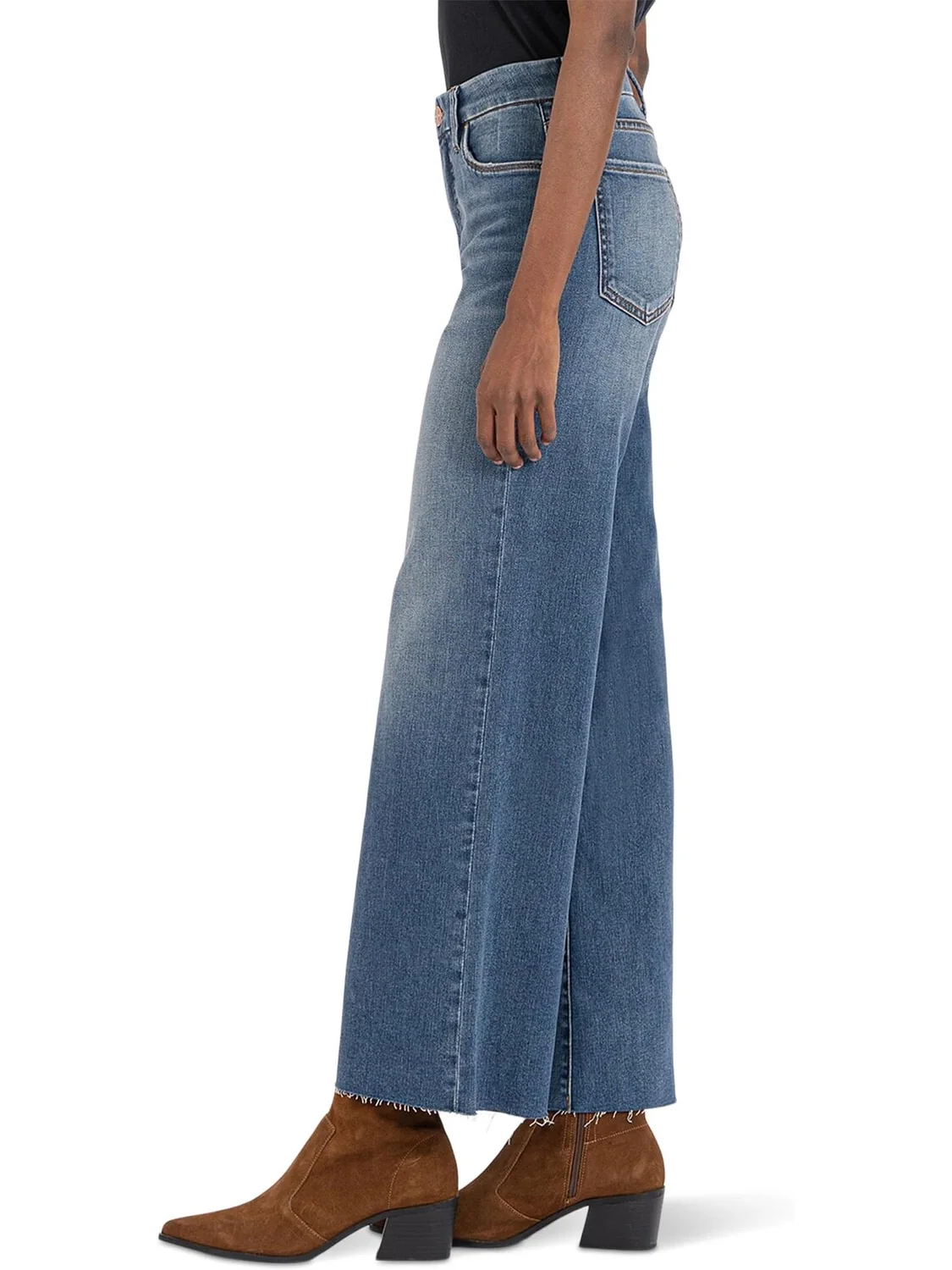 Джинсы Meg High-Rise Fab Ab Wide Leg Raw Hem in Milestone KUT from the Kloth, цвет Milestone — изображение 2 из 3