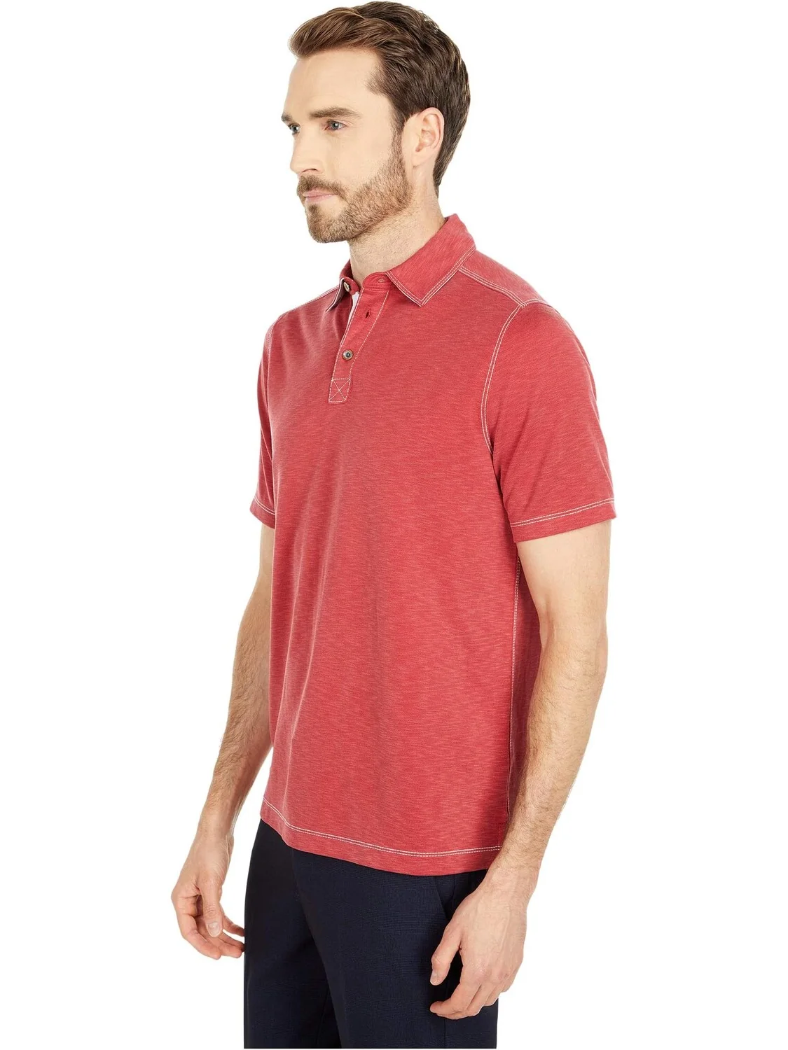 Рубашка-поло Vintage Slub Polo Johnston & Murphy — изображение 2 из 4, красный